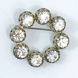 Vintage Rhinestone Circle Brooch Austrian